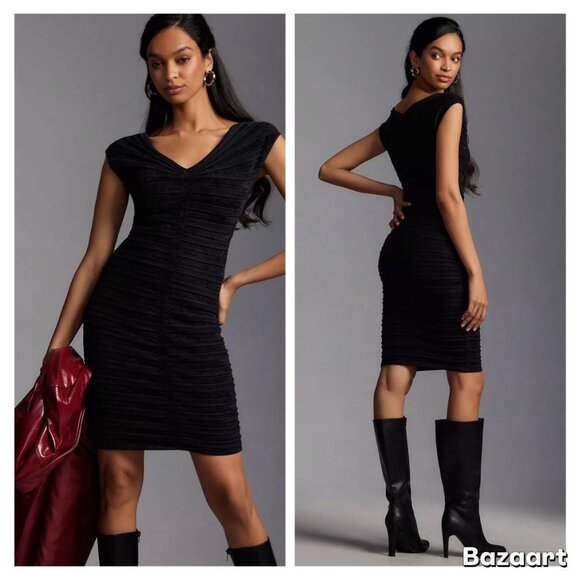 NWT Anthropologie V-Neck Chenille Midi Dress - Picture 4 of 6